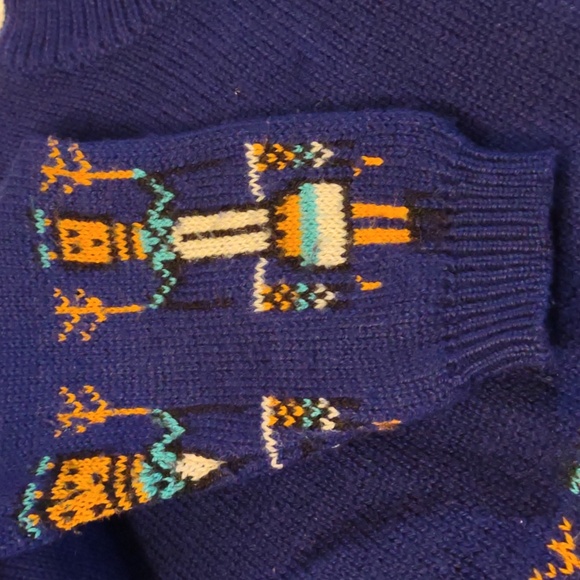 Vintage Benetton Lady's Blue w/Quirky Pattern Sweater Size (Eur) 48 - med - Picture 4 of 8